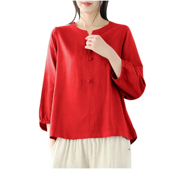 Plus Size Tops for Womens Tops Fashion Fashionable Embroidered Round Neck Five Quarter Sleeved Short Sleeved Blouse