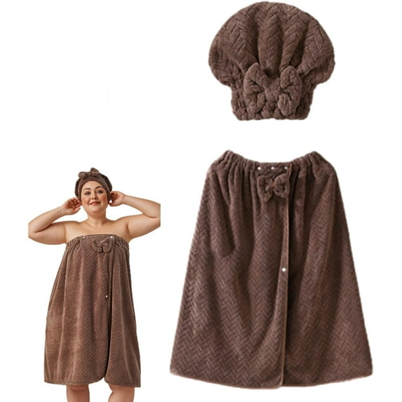 Plus Size Towel Wrap with Hair Towel for Women(63*31.5 inches-82.7*31.5 inches), Adjustable Women Shower Wrap Body Wrap Bath Towels, Comfortable Spa Bathrobe + Hair Drying Towel, Dark Blue