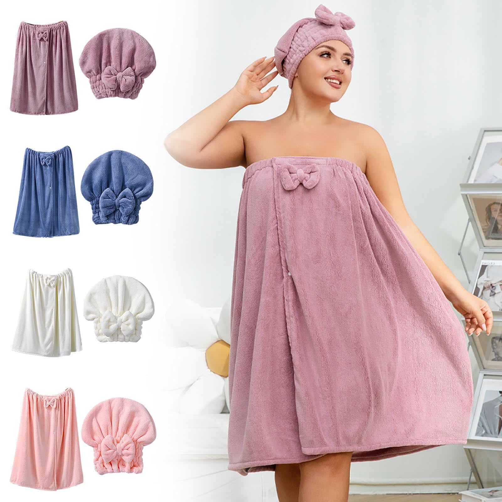 Plus Size Towel Wrap with Hair Towel for Women Clearance