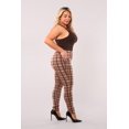 thumbnail image 1 of Plus Size Treggings With Zipper Pocket Trim - Tan  Brown Plaid, 1 of 11