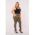thumbnail image 1 of Plus Size Treggings With Zipper Pocket Trim - Yellow, Black, White Plaid, 1 of 11