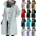 thumbnail image 1 of Plus Size Trench Coats for Women with Hood Waterproof Fall Winter Long Rain Jacket Casual Oversized Windbreaker Outwear Brown 3XL, 1 of 5