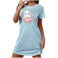 thumbnail image 1 of Plus Size Halloween Sleepshirt for Women Graphic Print Crew Neck Short Sleeve Relaxed Fit Short Halloween Sleepshirt Cozy Bedtime Loungewear Sleepover Slumber Party Weekend, 1 of 3