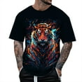 thumbnail image 1 of Plus Size Tshirts For Men Graphic Tees Tiger Print Short Sleeve Crew Neck T Shirt Summer Casual Tee Tops, 1 of 3
