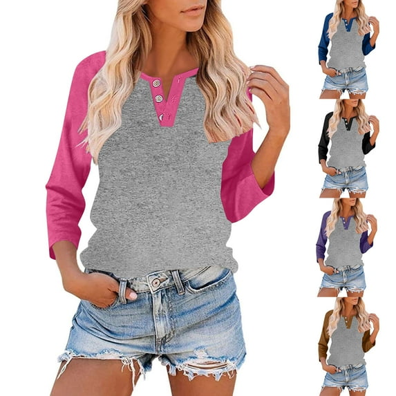 Plus Size Tshirts for Women Sawvnm Women's Round Neck Loose Shirt Top Clearance Clothes under $10.00