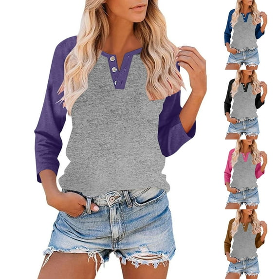 Plus Size Tshirts for Women Sawvnm Women's Round Neck Loose Shirt Top Clearance Clothes under $5.00