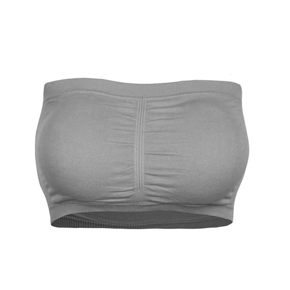 Plus Size Tube Top Supportive Strapless Bra Push Up Strapless Bras for Women Underwire Strapless Bra Striped Tube Top High Elasticity Padded Bandeau Bra Gray S