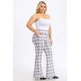 thumbnail image 1 of Plus Size Tummy Control Butt Sculpting Flare Pants With Pockets - Gray, Pink, White, Plaid, 1 of 7