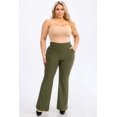 thumbnail image 1 of Plus Size Tummy Control Butt Sculpting Flare Pants with Pockets - Rifle Green, 1 of 6