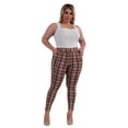 thumbnail image 1 of Plus Size Tummy Control Sculpting Treggings - Brown Plaid, 1 of 8