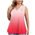 thumbnail image 1 of Plus Size Tunic Tank Sleeveless Gradient V-Neck Printed Loose Pullover Plus Size T-Shirt Pink 3XL, 1 of 5