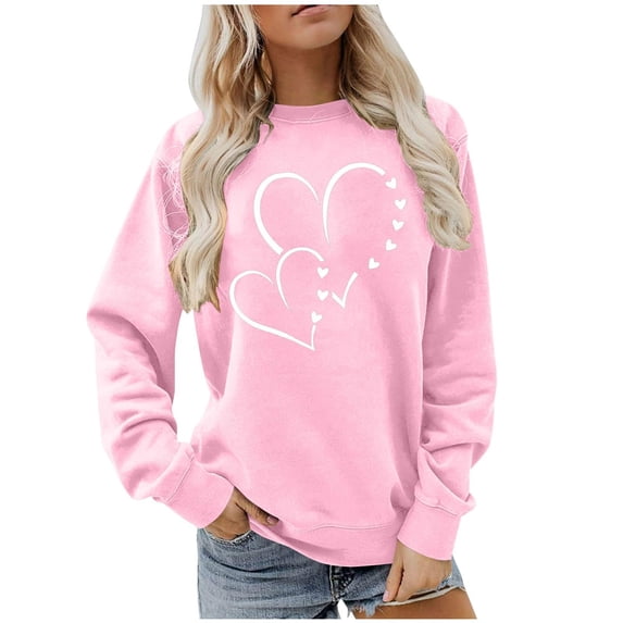 Plus Size Tunic Tops for Women Leggings Fall Oversized Crew Neck Long-sleeved Dolman Cold Shoulder Zipperless Love Printed Leisure Ribbed Knit Sweatshirt Pullovers(Pink,M)