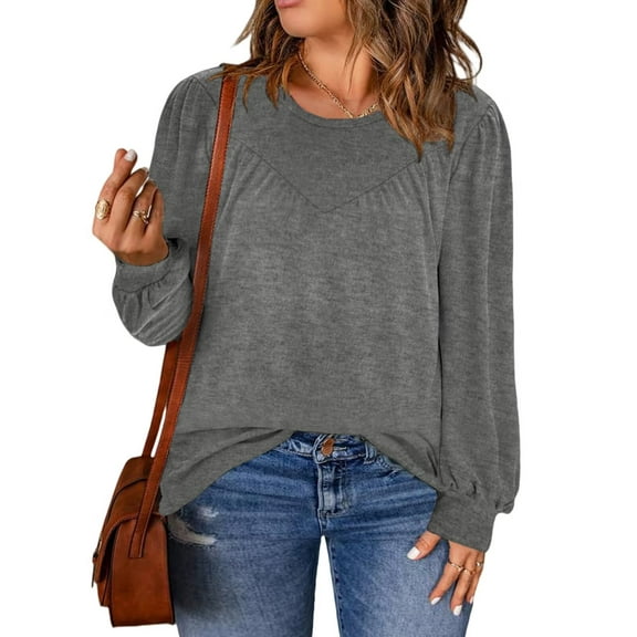 Plus Size Tunic Tops for Women Casual Cute Oversized Tees Chic Long Sleeve Shirts Dark Gray XL