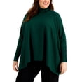 thumbnail image 1 of Plus Size Turtleneck Poncho Sweater Cedar Balsam 2X, 1 of 1