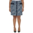 thumbnail image 1 of Plus Size Tweed Faux-Button-Front Skirt Oceana Multi 20W, 1 of 1