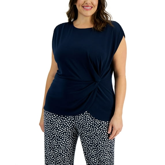 Plus Size Twisted Top Modern Navy 0X
