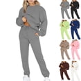 thumbnail image 1 of Plus Size Two Piece Tracksuit Womens Oversized Crew Neck Sweatshirt Drawstring Jogger Pants Loungewear Set Casual Outfit Gray 3XL, 1 of 8