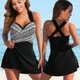 thumbnail image 1 of Plus Size Two Pieces Swimsuits Swimwear Women Flower Print Summer Large Bathing Suits Tankini Beachwear Sexy Bikini Swimdress, 1 of 6
