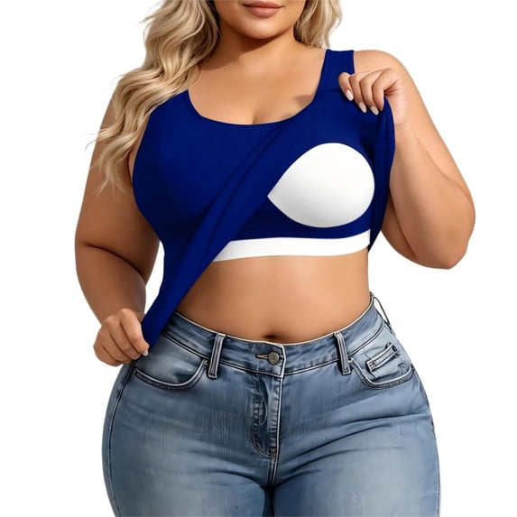 Plus Size U-Back Casual Workout Tank Tops for Women with Built-in Bra, Padded Racerback Gym Athletic Yoga Tops