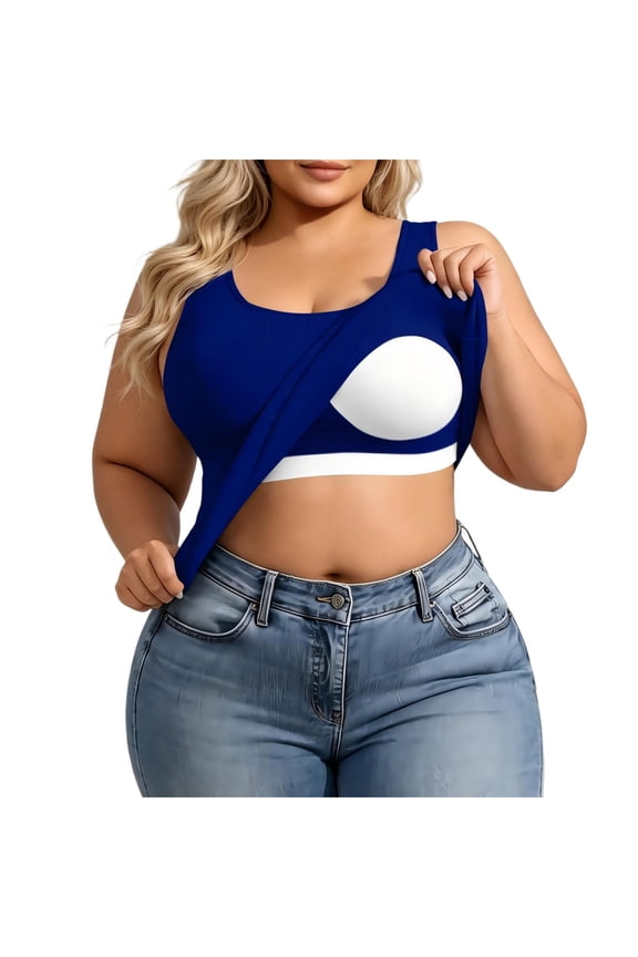 Plus Size U-Back Casual Workout Tank Tops for Women with Built-in Bra, Padded Racerback Gym Athletic Yoga Tops