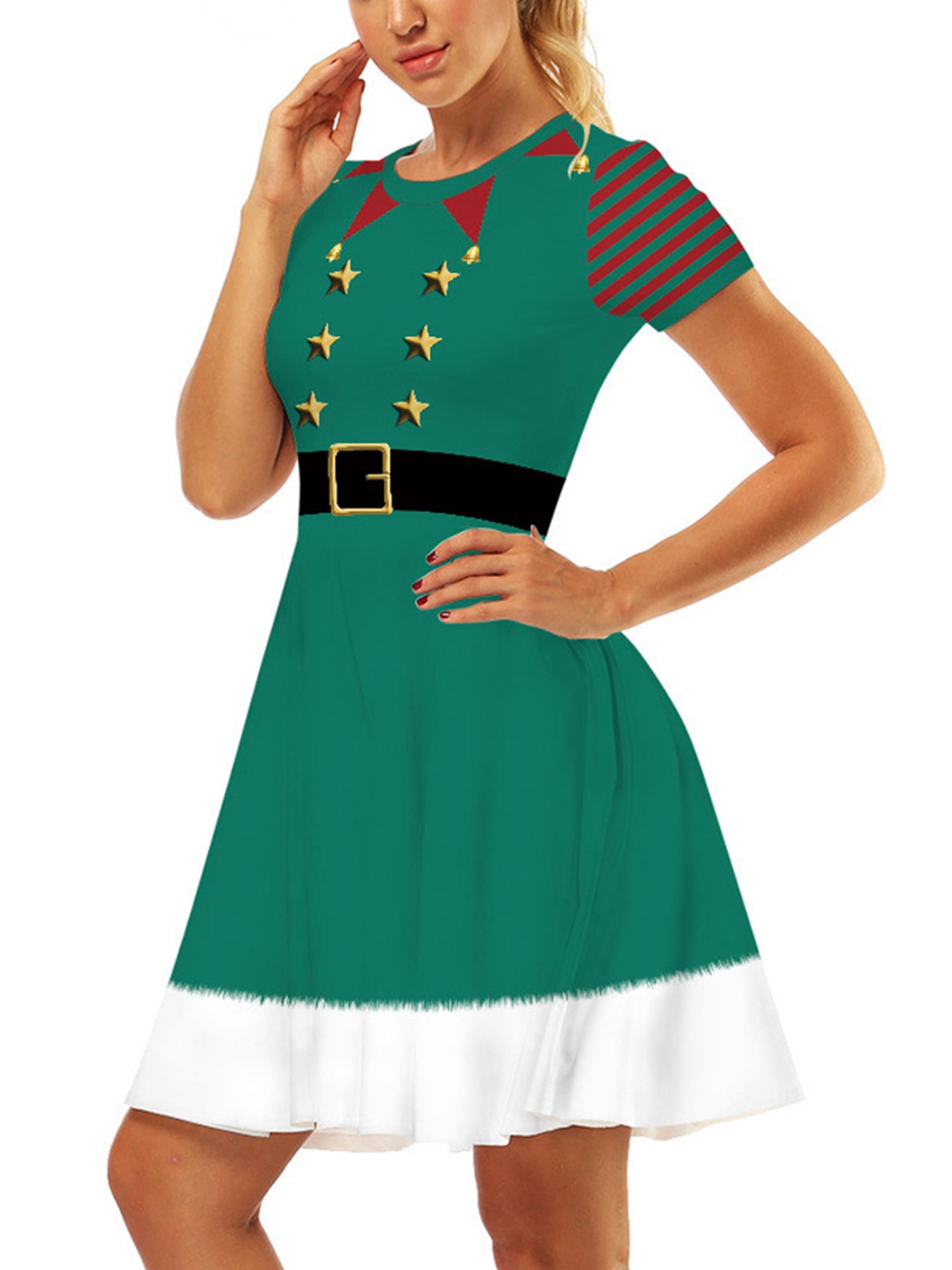 Plus Size Ugly Christmas Dress for Women Short Sleeve ALine Dress Ugly Christmas Dress