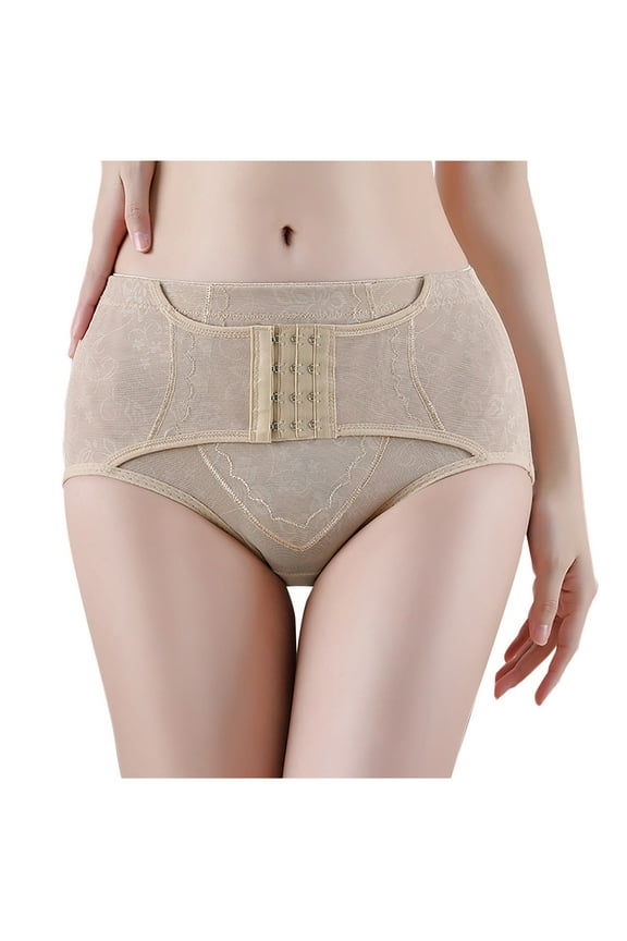 Plus Size Underwear High Waisted New Butt Lifting Shapewear Panties Women's Mid Rise Soft Breathable Briefs Waist Slim Underwear for Ladies Beige M