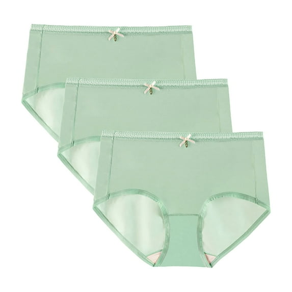 Plus Size Underwear Tummy Suits New 3 Pack Womens Underwear Cute Bow Mid Rise Bikini Panties Comfortable Stretch Full Coverages Briefs New Green L