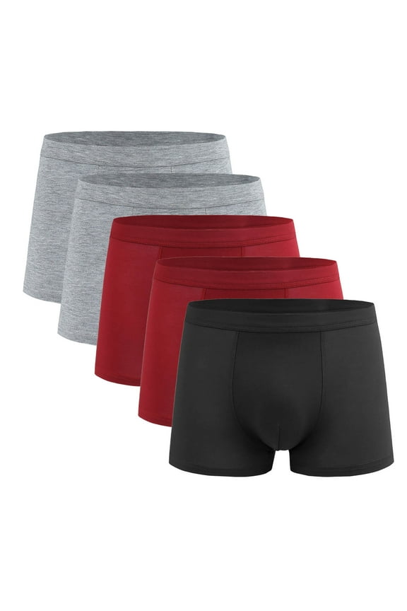 Plus Size Underwear for Men Boxer Briefs L-4X Big & Tall 5 Pack Classic Mid Waisted Stretchy Breathable Multipack Athletic Boxers