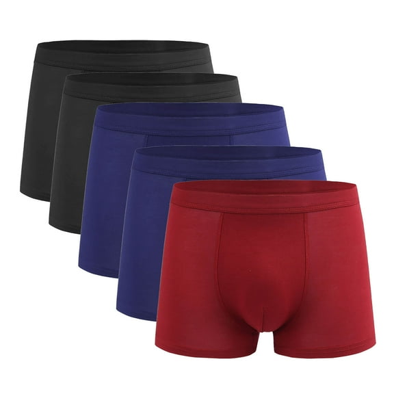 Plus Size Underwear for Men Boxer Briefs L-4X Big & Tall 5 Pack Classic Mid Waisted Stretchy Breathable Multipack Athletic Boxers