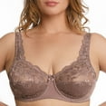 thumbnail image 1 of Plus Size Underwire Bra Full Coverage Minimizer Wide Straps Support Panels Non-Padded Lace Cups 34 36 38 40 42 44 / B C D E F G H ( 38G, Cocoa), 1 of 4
