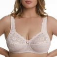 thumbnail image 1 of Plus Size Underwire Bra Full Coverage Minimizer Wide Straps Support Panels Non-Padded Lace Cups 34 36 38 40 42 44 / B C D E F G H ( 40C, Nude), 1 of 4