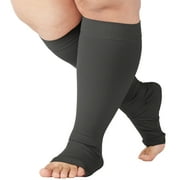 Plus Size Unisex Compression Socks 20-30mmHg for Thrombosis - Black, 3X-Large