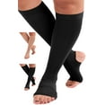 thumbnail image 1 of Plus Size Open Heel and Toe Compression Socks for Swelling 20-30mmHg Black 2XL, 1 of 8