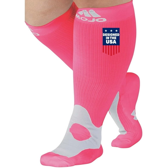 Plus Size Unisex Compression Stockings 20-30mmHg - Hot Pink, 5X-Large