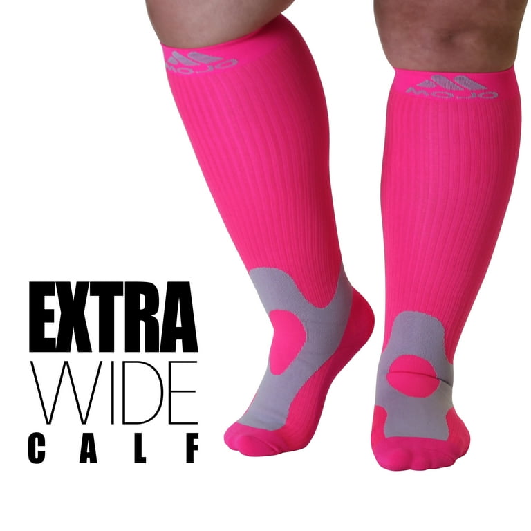 Plus Size Unisex Compression Stockings 20-30mmHg for Leg Pain - Hot Pink,  5XL