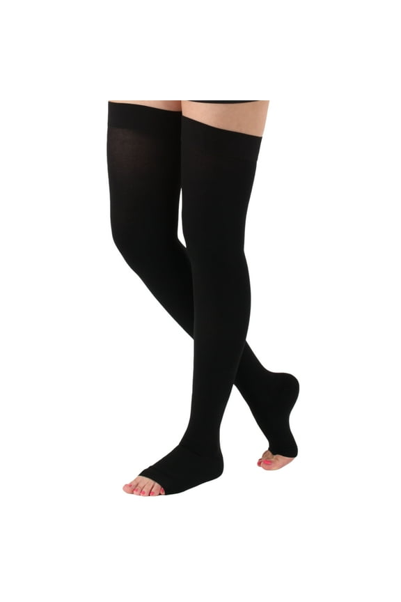 Plus Size Unisex Compression Stockings 20-30mmHg for Post Surgery - Black, 2X-Large