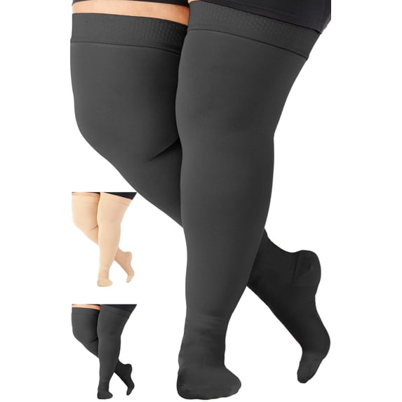 Plus Size Unisex Compression Stockings for Post Surgery 20-30mmHg Black 4XL