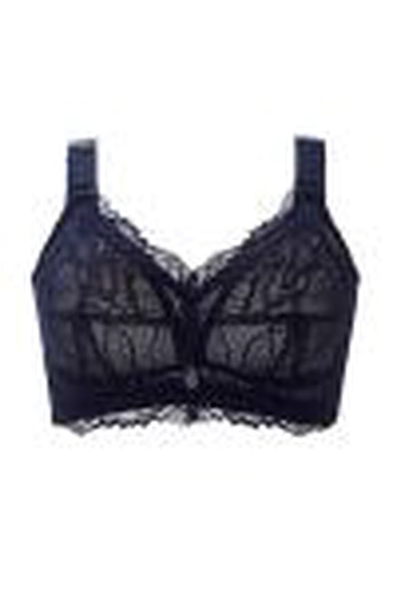 Plus Size Unlined Bras for Women No Underwire Push Up Floral Embroidered Everyday Bras with Adjustable Straps 34B-40E