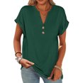 thumbnail image 1 of ​Plus Size V-Neck Boho Daily Wear Shirt, Cotton Tops For Women Spring Tshirts Basic Tees Dress Dresses Summer 2025 Womens Casual Black Short Outfits Vacation Mini Beach Green, 1 of 5