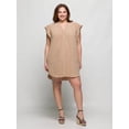 thumbnail image 1 of Plus Size V Neck Cap Sleeve Pocket Mini Dress, 1 of 7