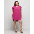 thumbnail image 1 of Plus Size V Neck Cap Sleeve Pocket Mini Dress, 1 of 6