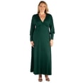 thumbnail image 1 of Plus Size V Neck Long Sleeve A Line Maxi Dress, 1 of 3
