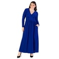 thumbnail image 1 of Plus Size V Neck Long Sleeve Side Slit Maxi Dress, 1 of 11