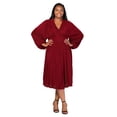 thumbnail image 1 of Plus Size V Neck Shimmer Empire Waist Midi Dress, 1 of 8