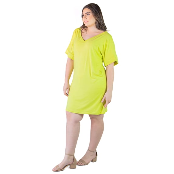 Plus Size V Neck Short Sleeve T Shirt Dress