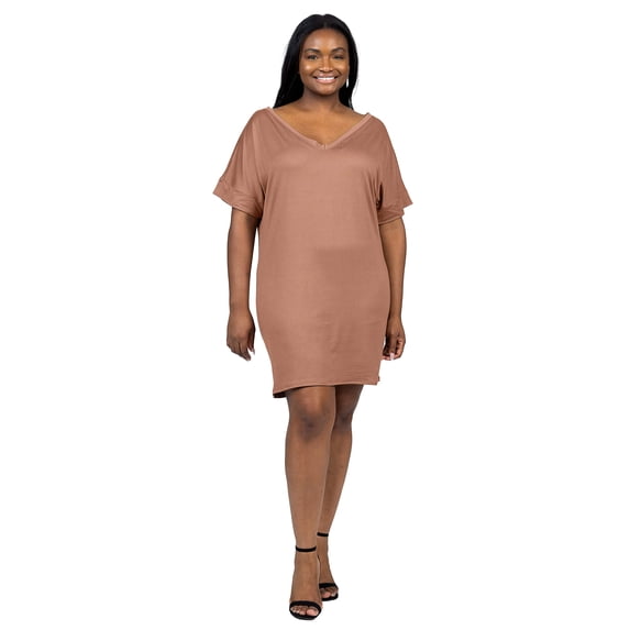 Plus Size V Neck Short Sleeve T Shirt Dress