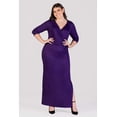 thumbnail image 1 of Plus Size V Neck Side Slit Fitted Maxi Dress, 1 of 11