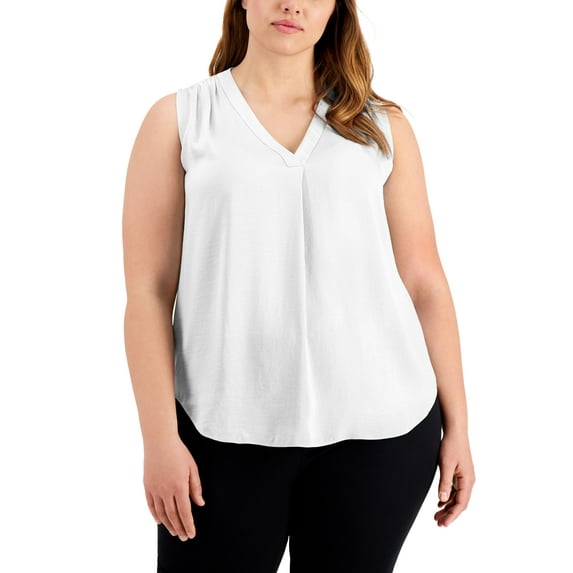 Plus Size V-Neck Top Bright White 0X