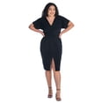 thumbnail image 1 of 24seven Comfort Apparel Plus Size Short Sleeve V Neck Twist Front Split Hem Dress, 1 of 9