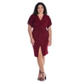 thumbnail image 1 of 24seven Comfort Apparel Plus Size Short Sleeve V Neck Twist Front Split Hem Dress, 1 of 10